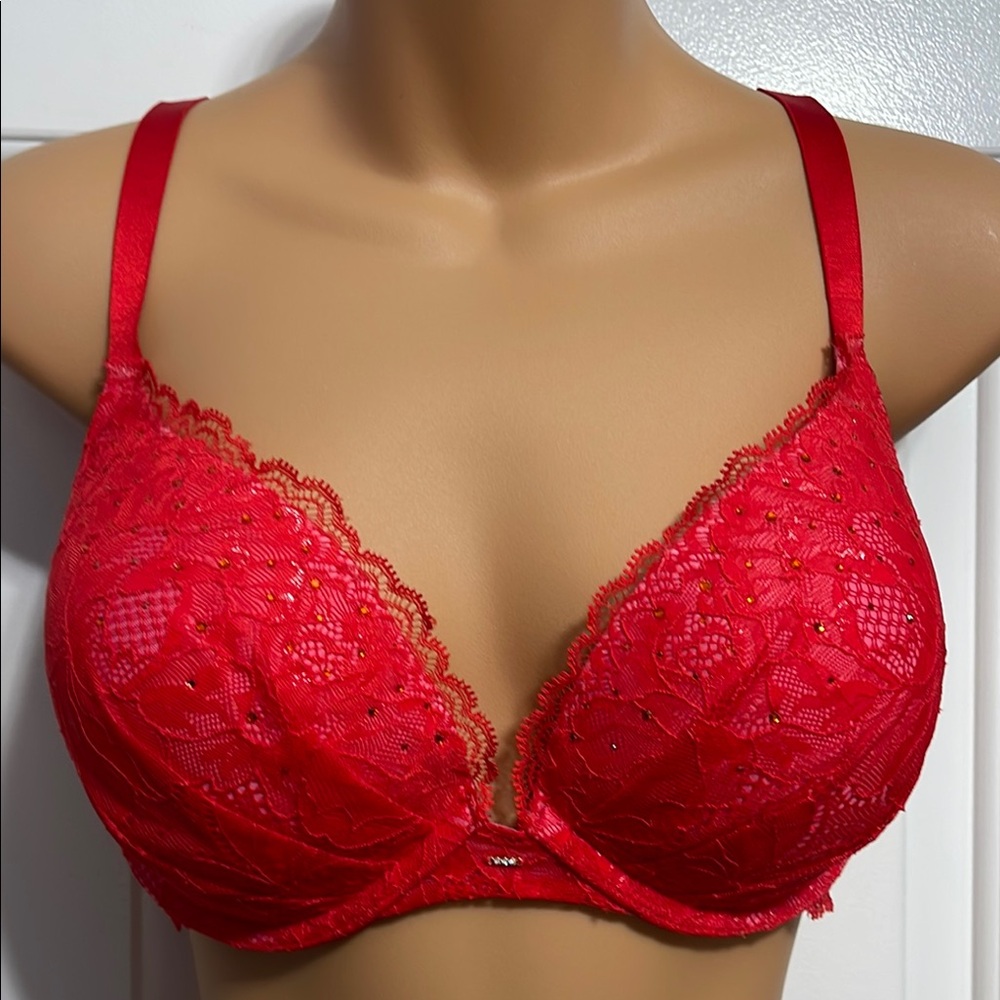 Victoria's Secret Red Lace Full-Coverage Bra